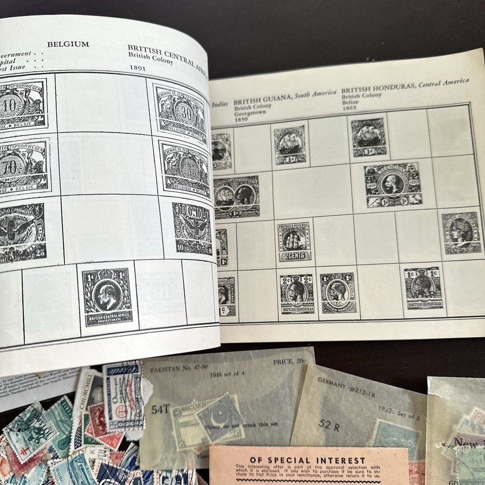 The World United States & Foreign Postage Stamp Album 1938 + Variety Stamp Lot