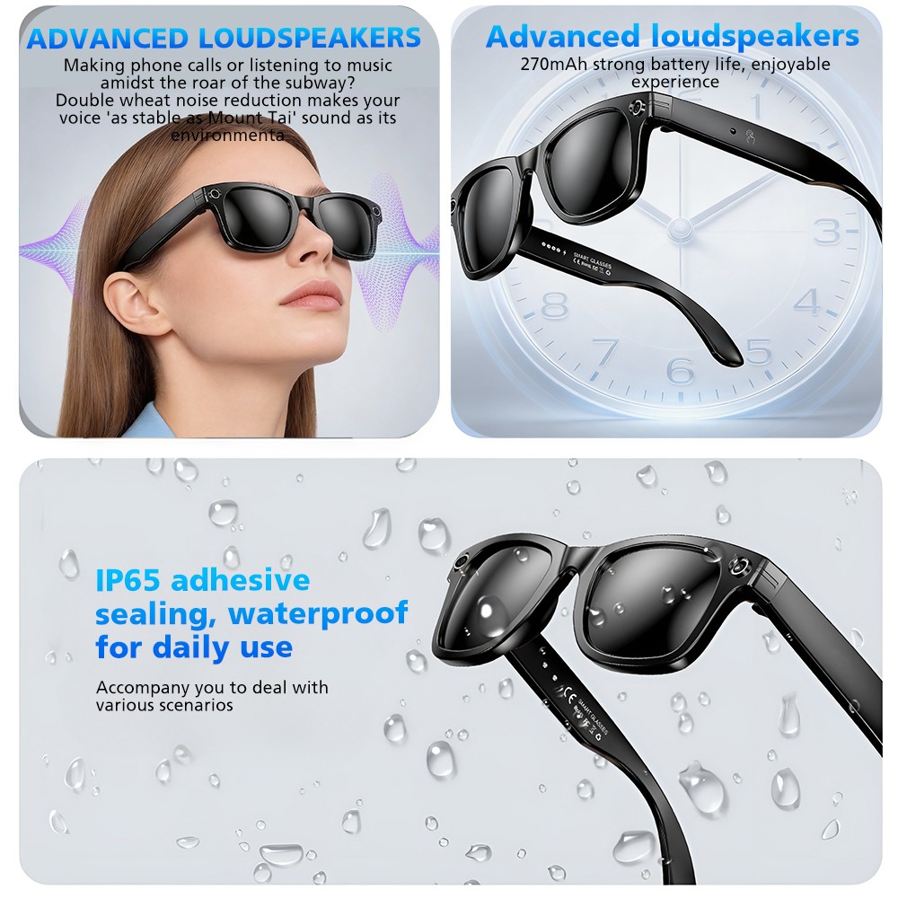 AI Smart Glasses with HD Camera Voice Translation BT Video Recording Sunglasses