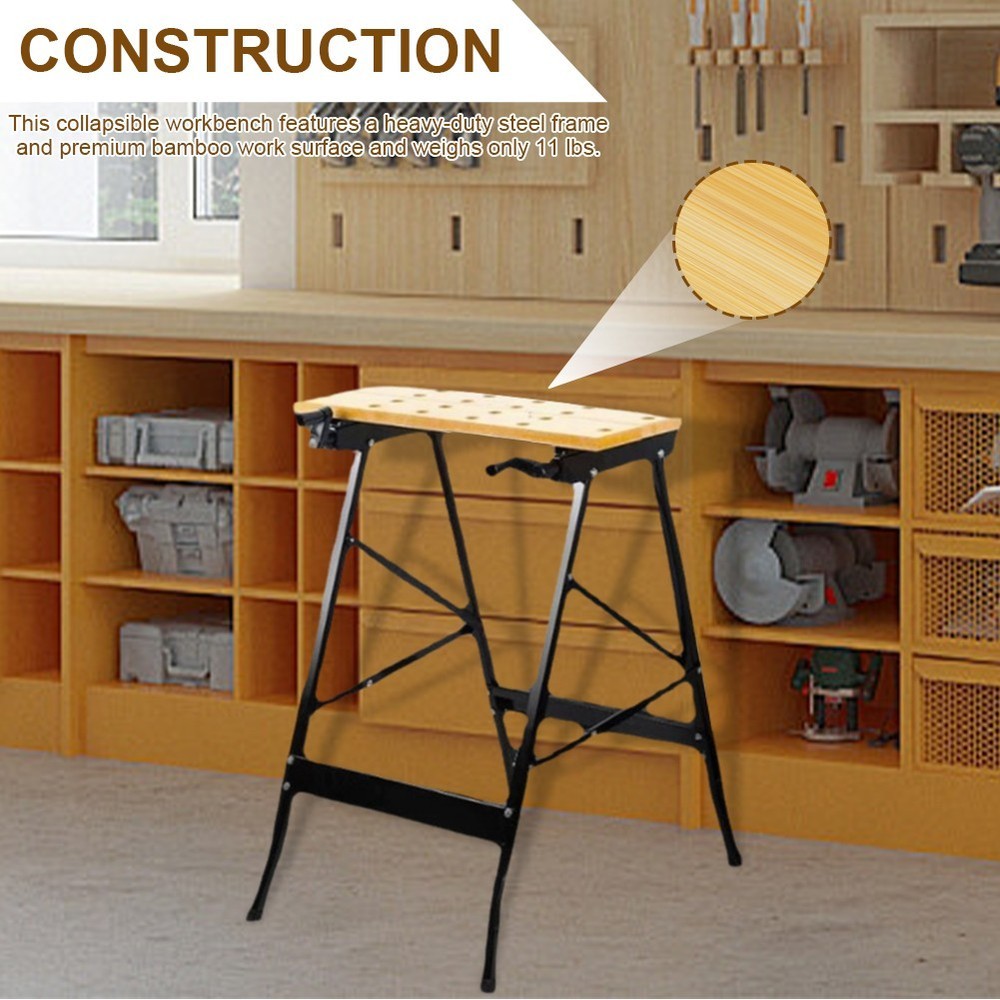 Foldable Wooden Workbench Bench Work Portable Clamping Folding Worktop Table DIY