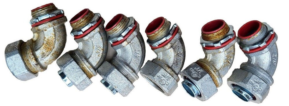 (6 Pack) Rusted  Topaz 90 DEG Angle Liquidtight Connector, 3/4