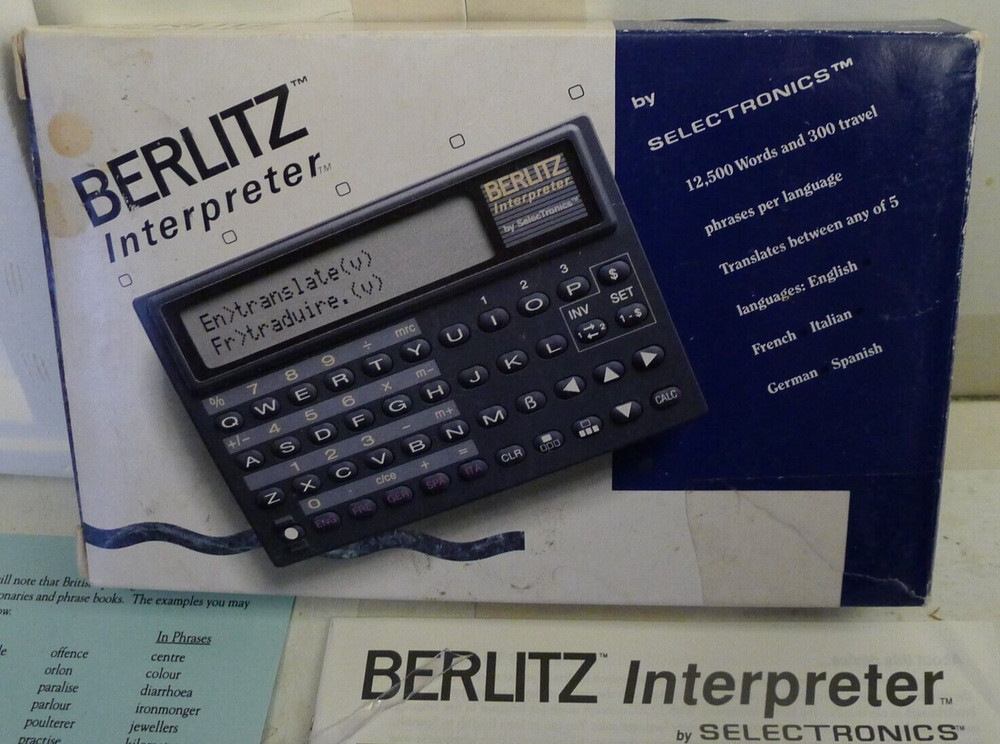 Berlitz Interpreter TR500 by Selectronics dated 1990 +Manuals & Box - TESTED