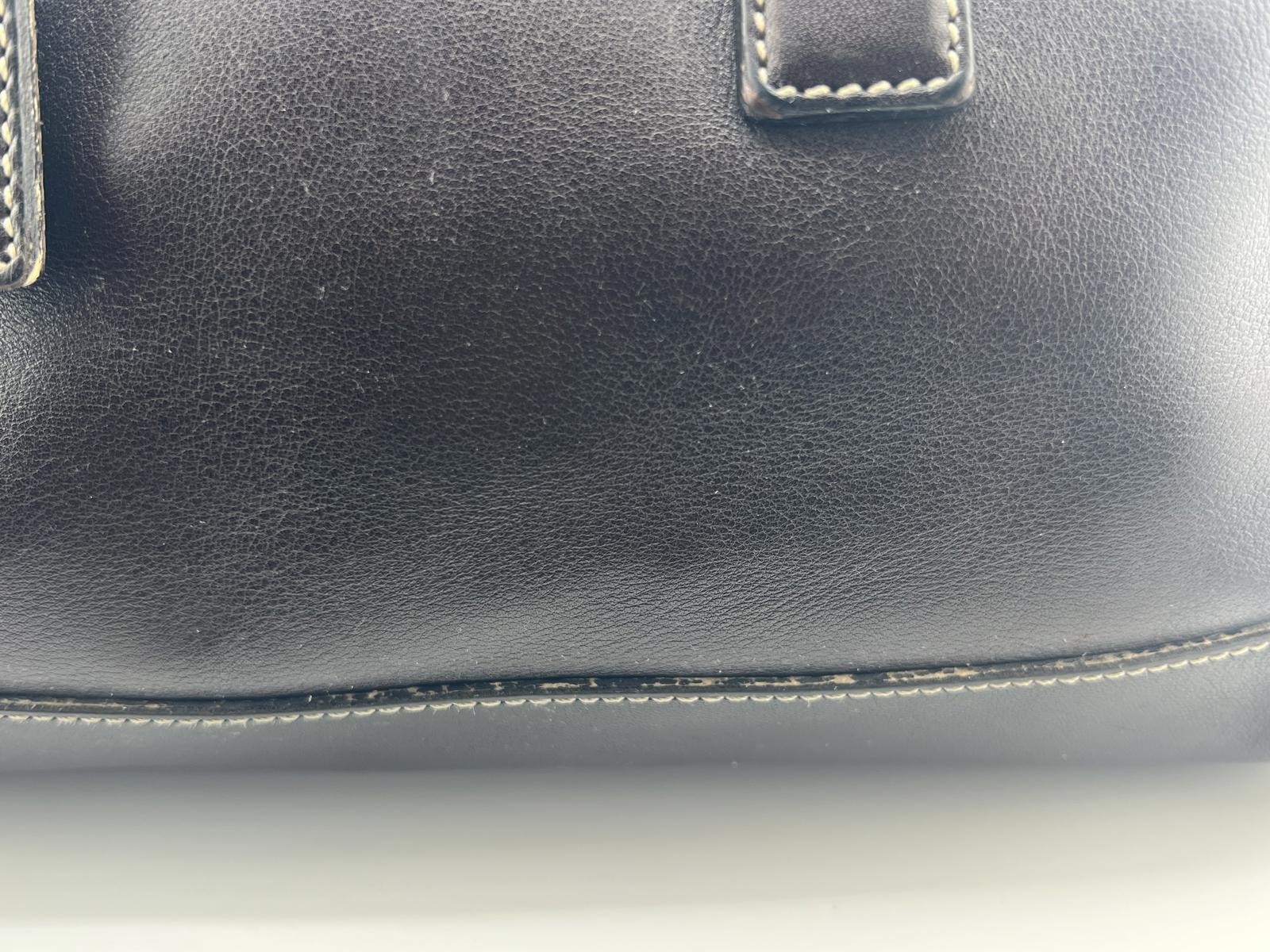 Coach Black Leather Satchel Handbag with Contrast Stitching Medium