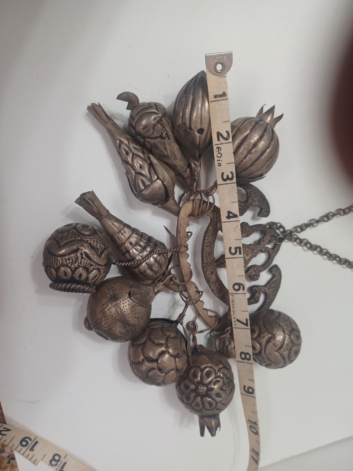 Brazilian Penca de Balangandan Silver on Brass 10 Charms Brazil