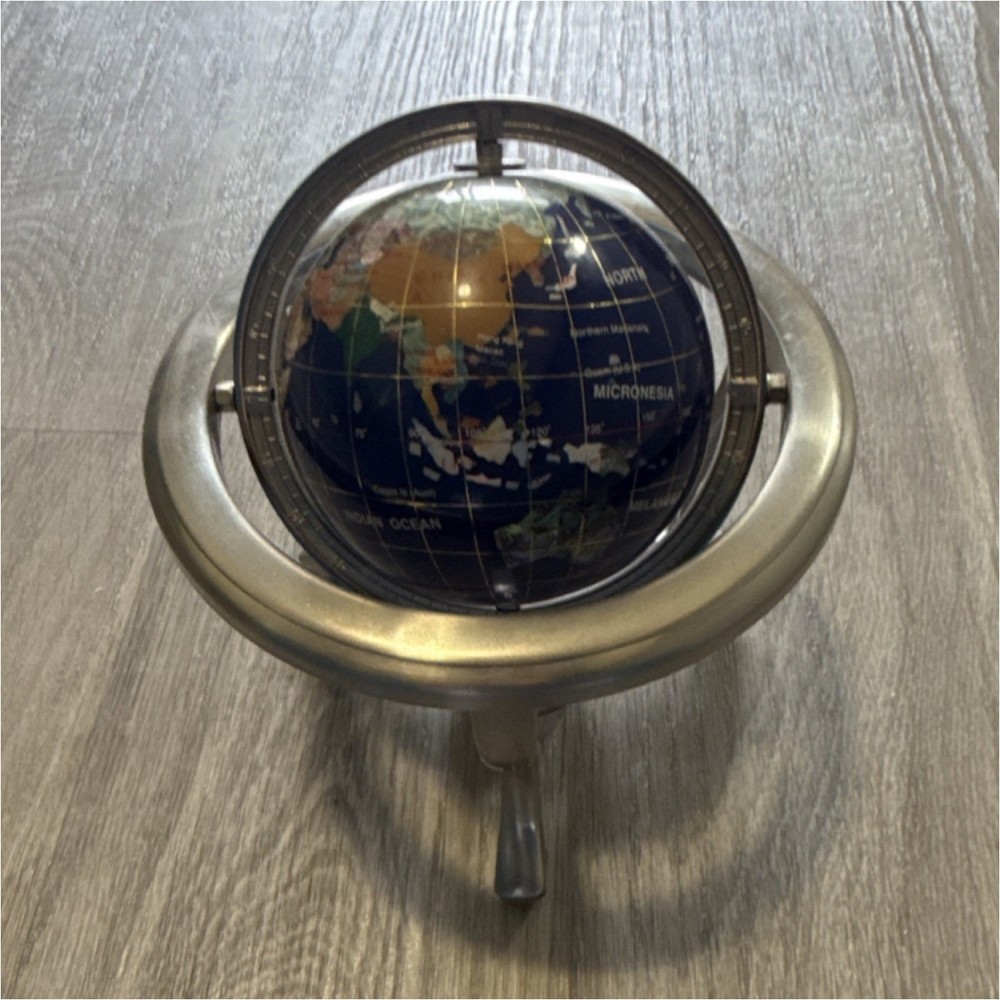 Vintage Decorative Tabletop Globe Metal Base Rotating .