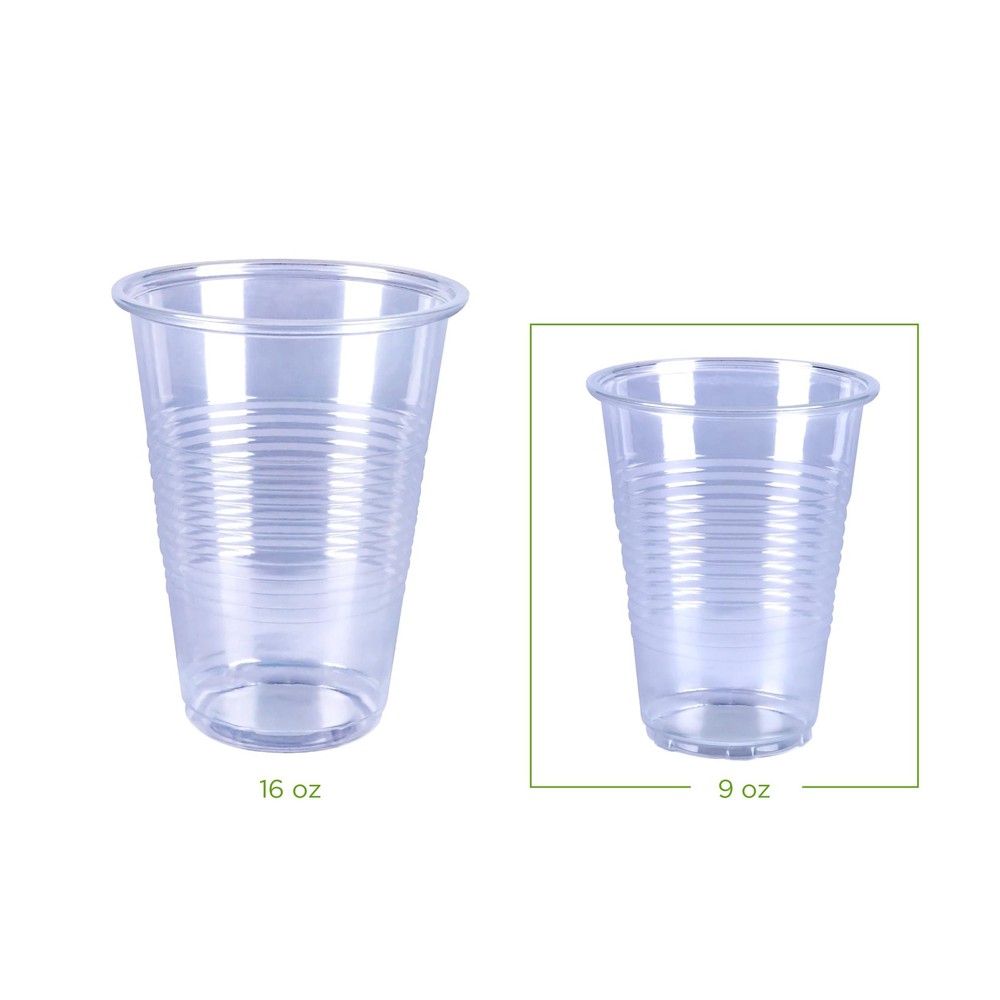 Amazon Basics Small Disposable Clear Plastic Cups, 9oz, 100 9 Ounces,