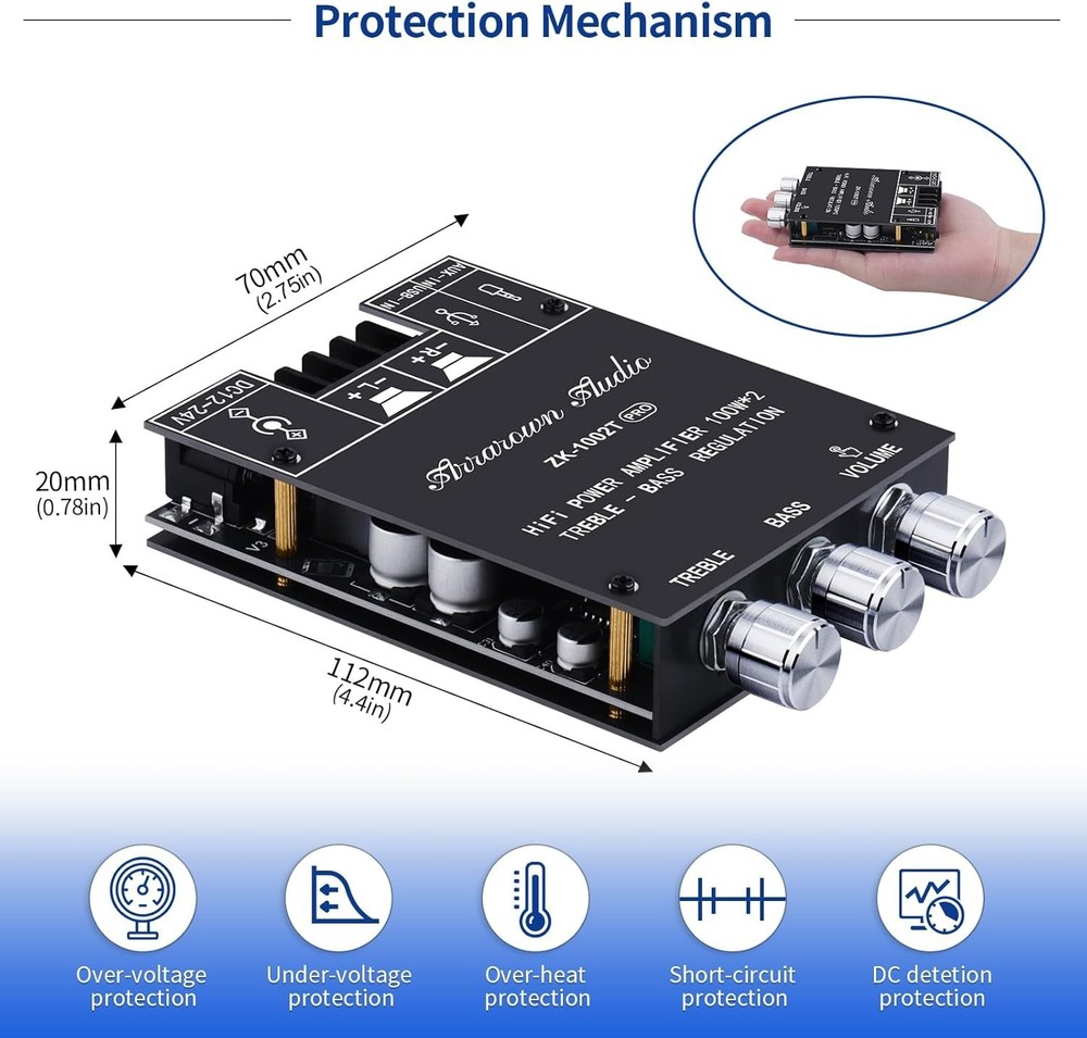 High-Performance 200W Subwoofer Amplifier Board with Bluetooth 5.0 Connectivity