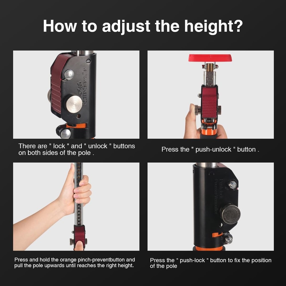 Adjustable Telescopic Support Rod Third Hand Pole Drywall Cabinet Jack 35-154"