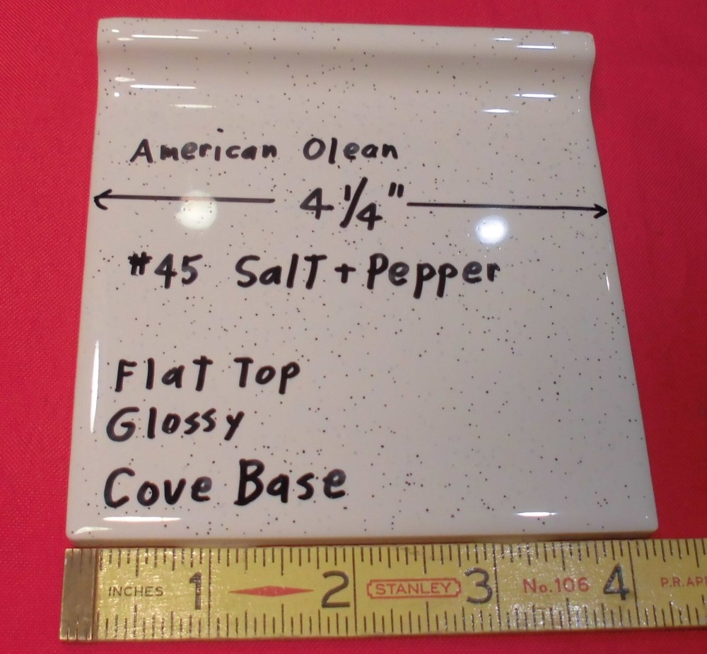 1 pc. Salt & Pepper: stack-on-top Cove/Base Ceramic Tile; 4-1/4" American Olean