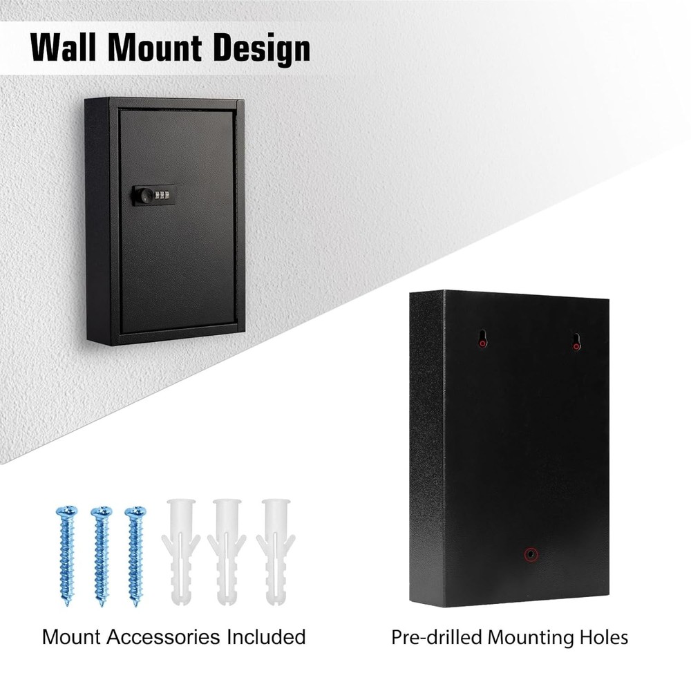 Metal Key Cabinet 40 Keys Wall Mount Code Locked Key Storage Safe