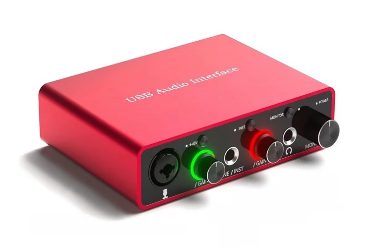 USB-C Audio Interface 24Bit/192kHz-Recording Podcasting & Streaming, 48V Phantom