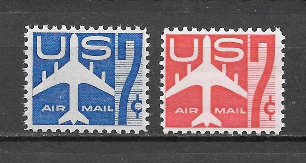 T&G STAMPS - Scott #C51 & C60 7c Air Mail MNH OG