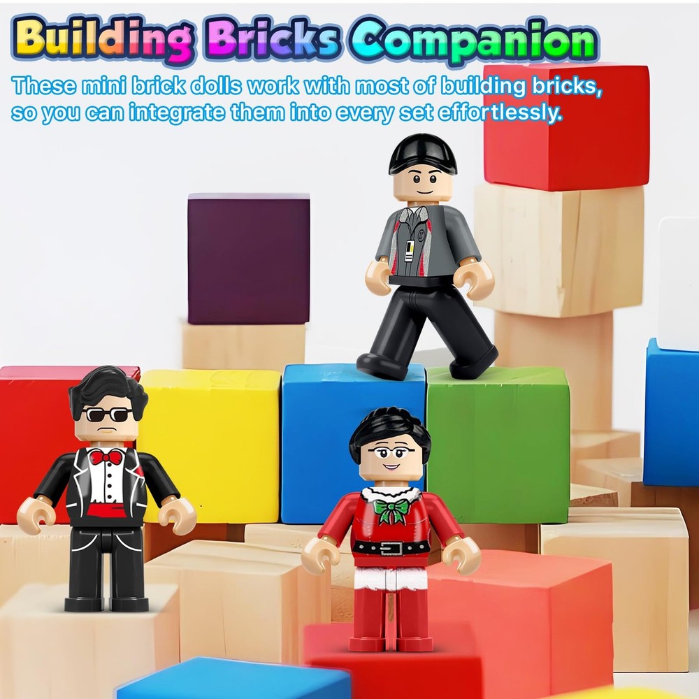4BEE 24PCS Mini Figures Building Bricks, 1.77 inches, Multicolored
