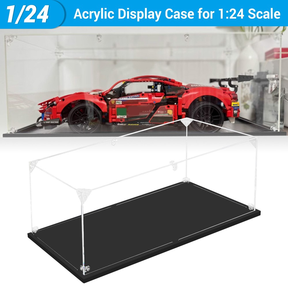 Acrylic Model Car Display Case 1: 24 Scale Diecast Display Boxes with Black Base