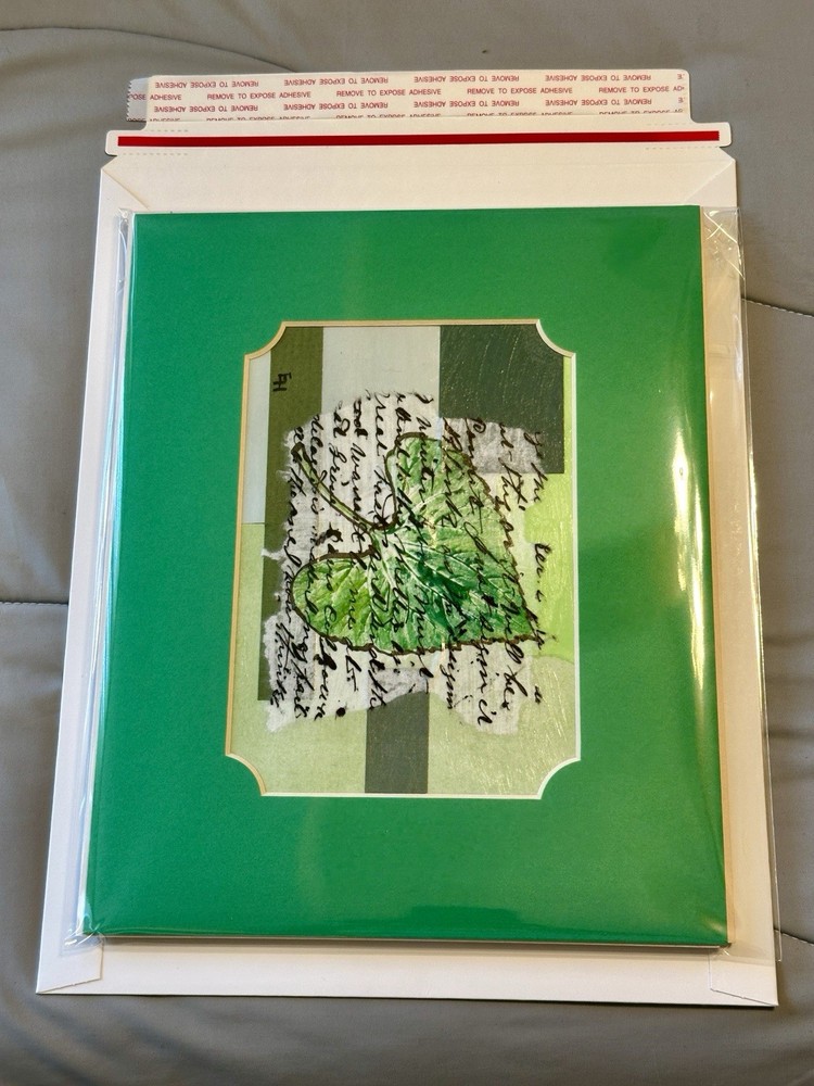 Mixed Media Collage Botanical Leaf Art pair