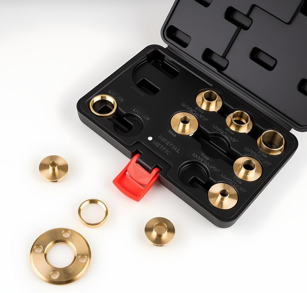 11Pcs Brass Router Bushing Guide Set, Router Template Guide with Lock Nut Ada.