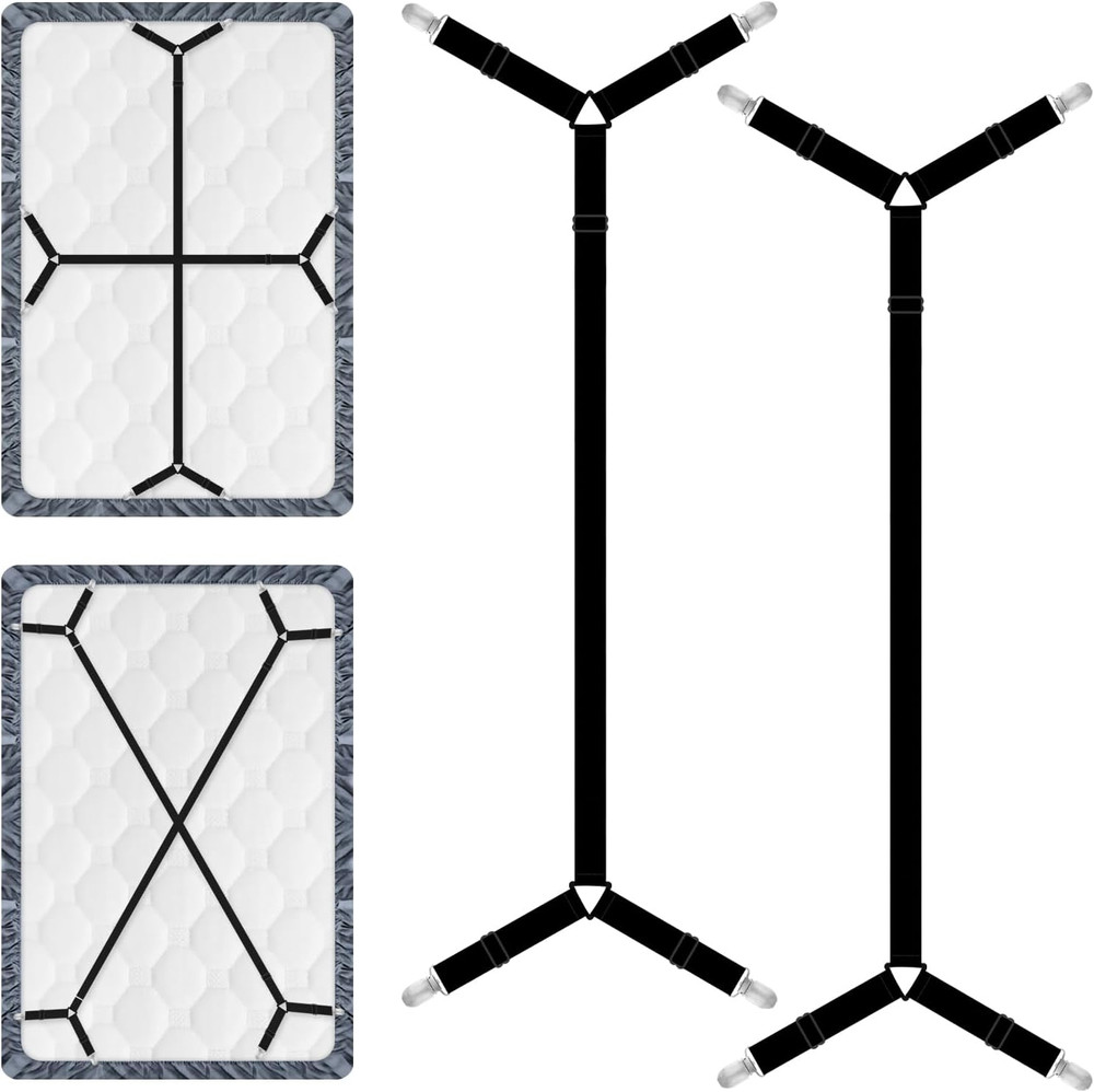 Bed Sheet Straps, 2Pcs Elastic Adjustable Bed Sheet Holder Straps, Fitted Sheet