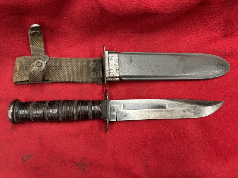 WWII USN Mark 2 Fighting Knife with Scabbard