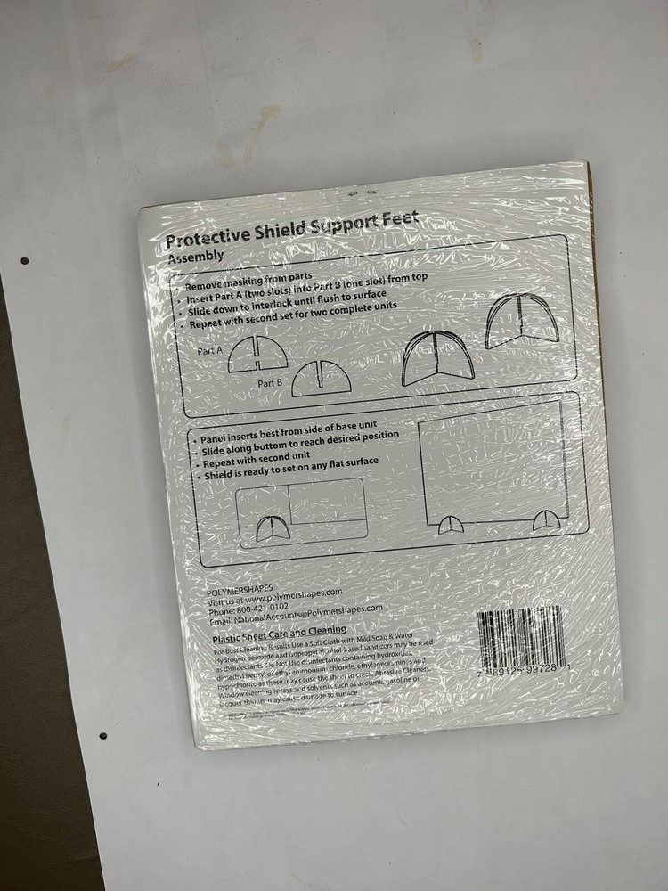 Plexiglass 1/4” Clear Protective Shield Support Feet