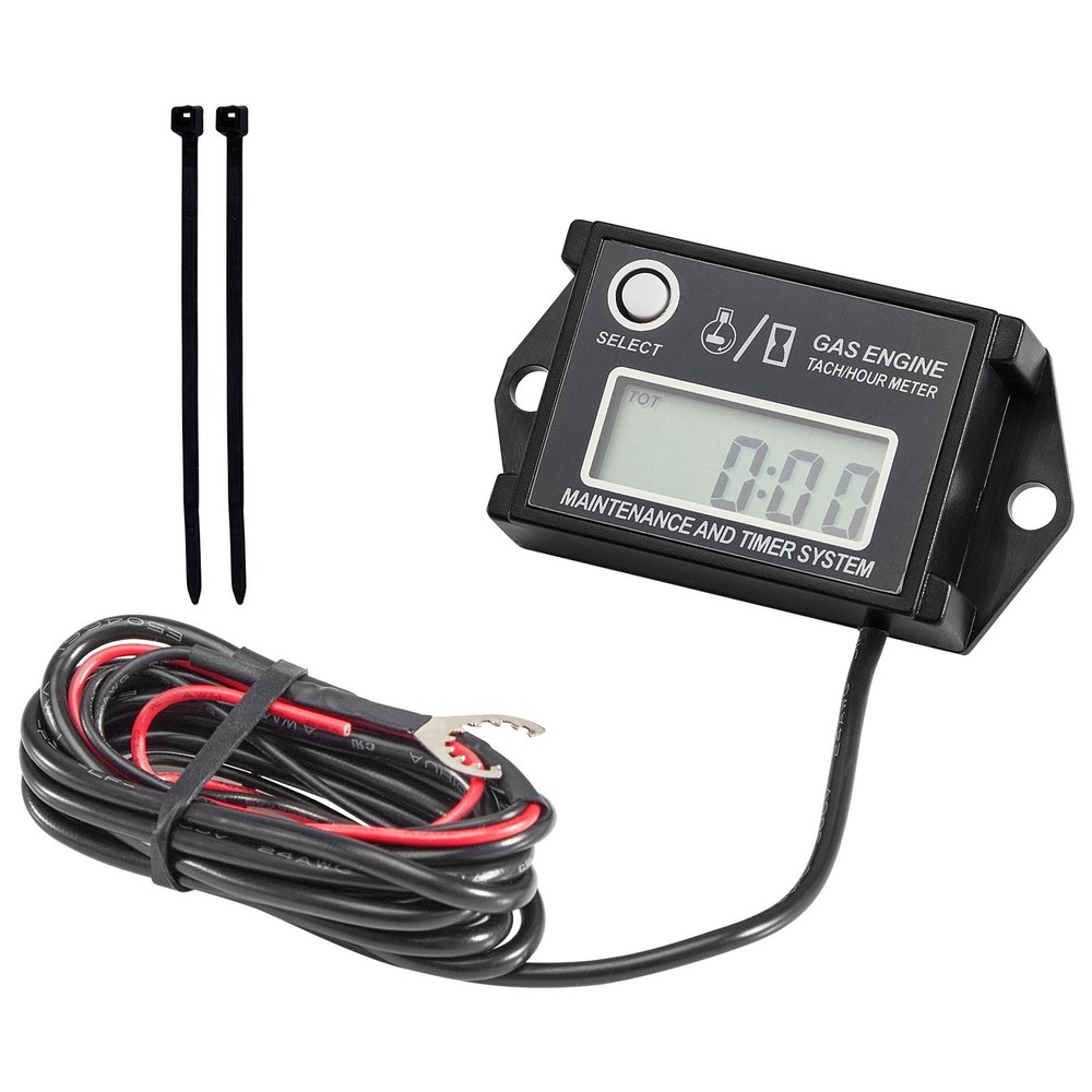 Waterproof IP68 Digital Tiny Tachometer Hour Meter Resettable Job Timer+Battery