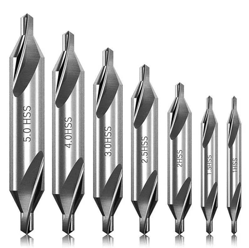 7pcs Center Drill Bits Set 60° HSS Countersink Lathe Metal Tools