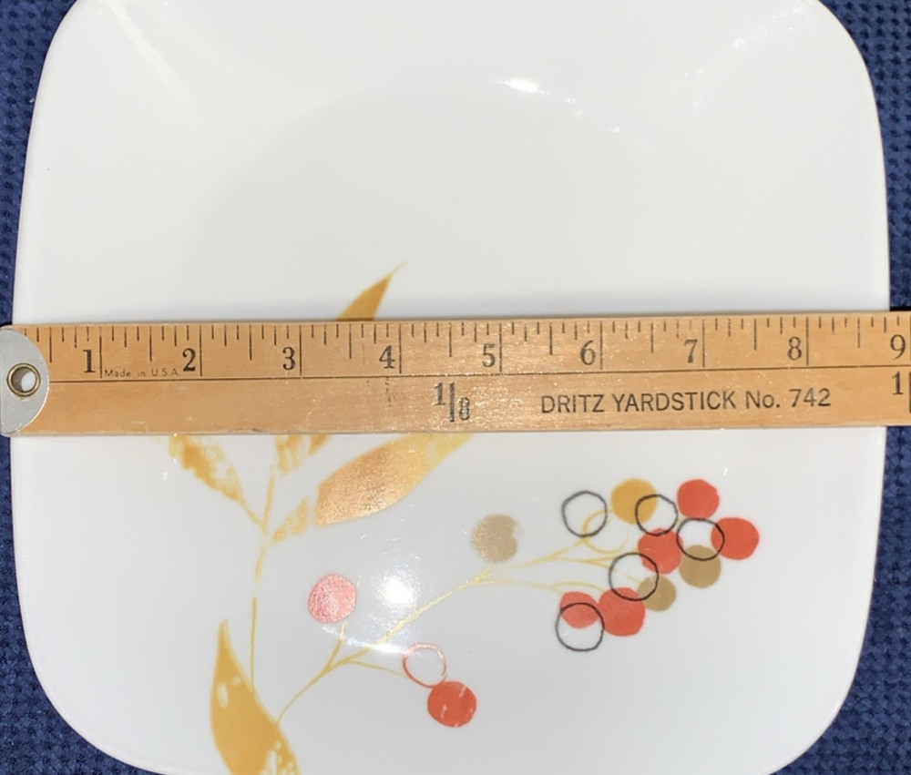 Corelle Vitrelle Square Salad Plate Botanical Pattern 9”