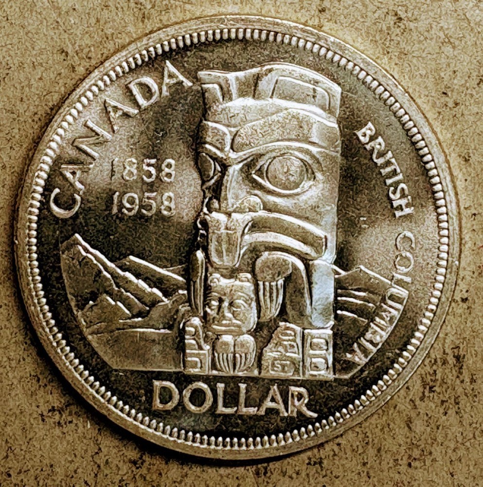 1958 Canada 🇨🇦 Silver Dollar Totem Pole Uncirculated