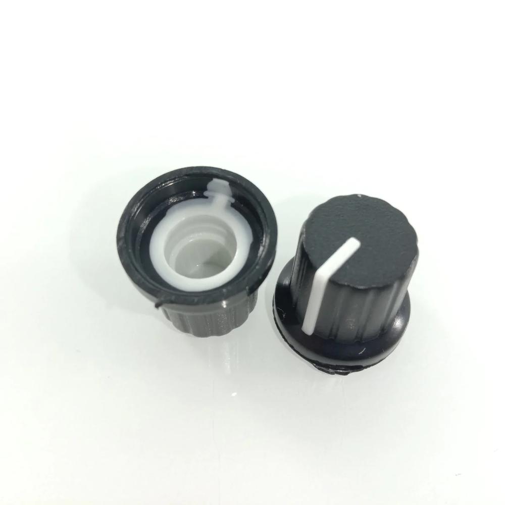 10pcs 6mm Diameter Shaft Hole Plastic Threaded Knurled Potentiometer Knobs Caps