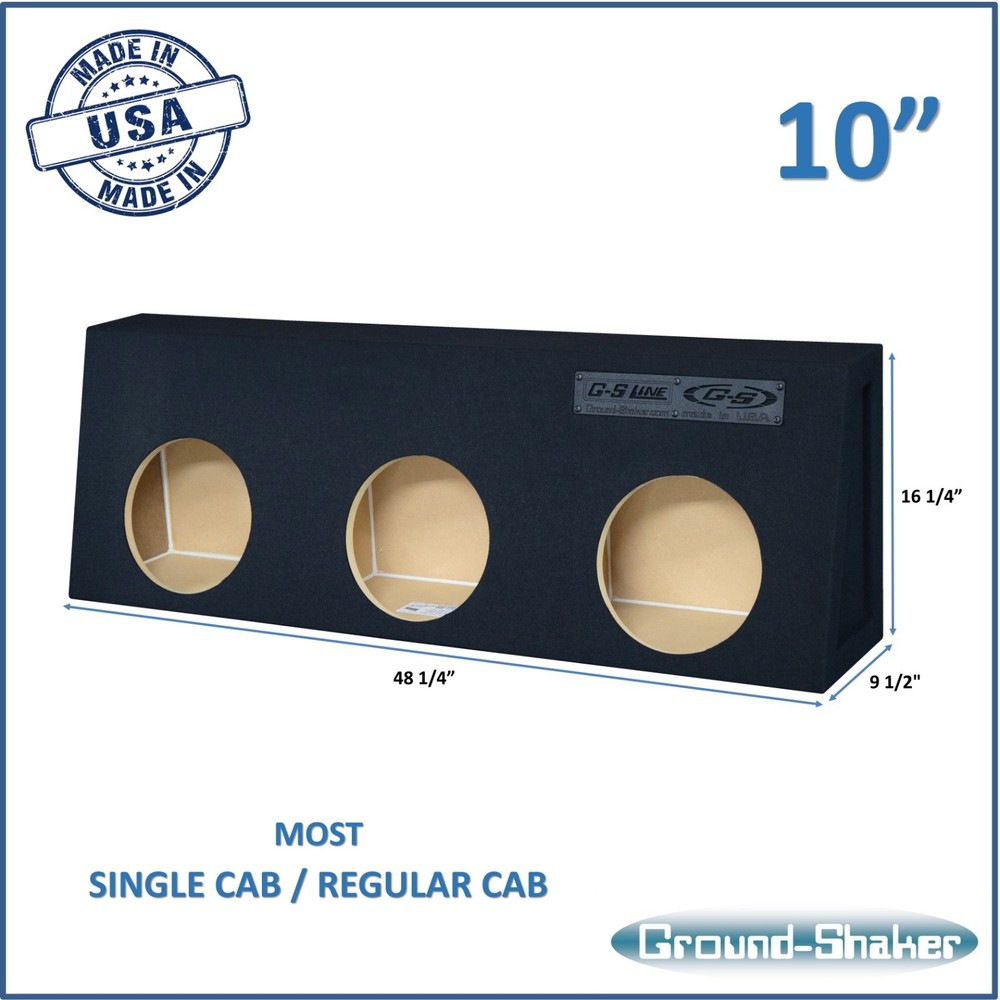 Single Cab / Regular Cab 10" Triple Sub Box Subwoofer Enclosure Speaker Box