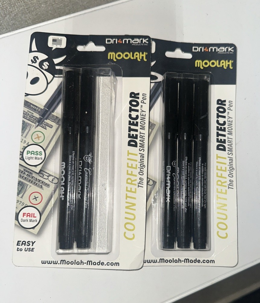 Dri Mark Moolah Countefeit Detector - 5 Markers - 1 Pack Missing 1 Marker.