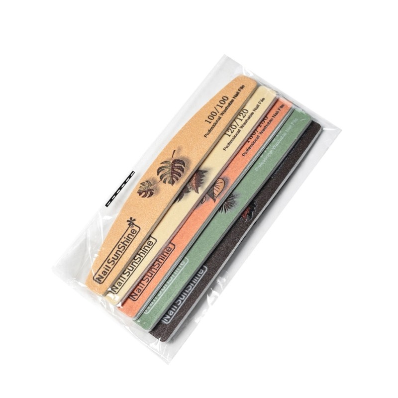 5PCS Nail Emery Boards with Double Side Grit Curved Sanding Tools Precise