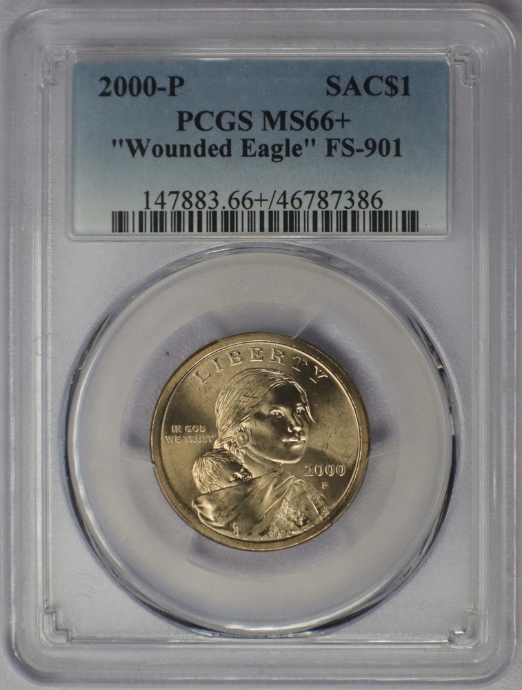 2000-P Sacagawea Dollar "Wounded Eagle" FS-901 - PCGS MS 66+