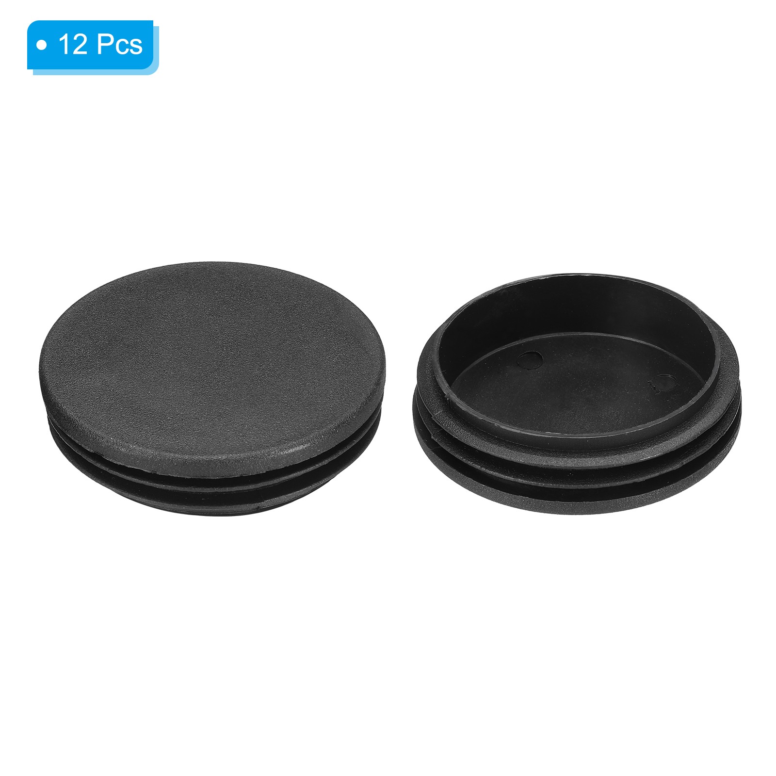 12Pcs 2.75" Plastic Tubing End Caps Round Hole Plug Insert Black