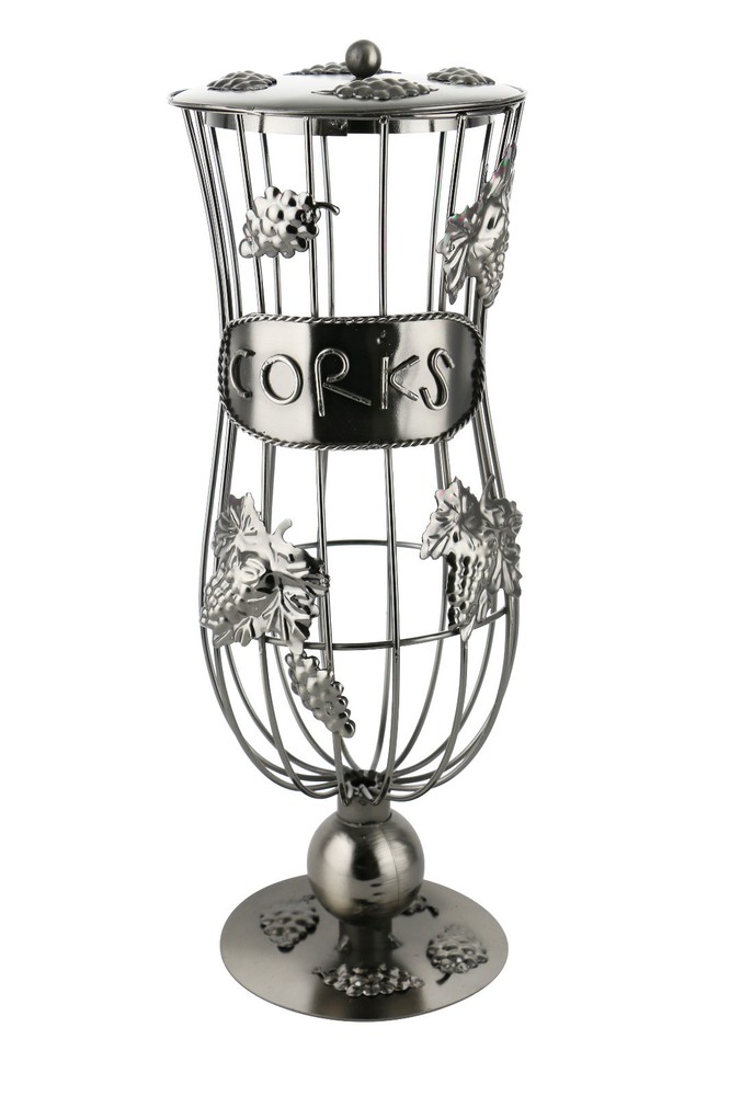 Metal Wine Cork Holder with Grapevine Design