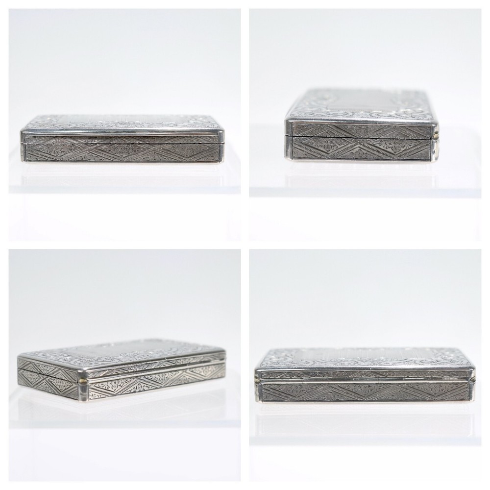 Antique Viennese or Austrian Engine-Turned Silver Card Case or Snuff Box.