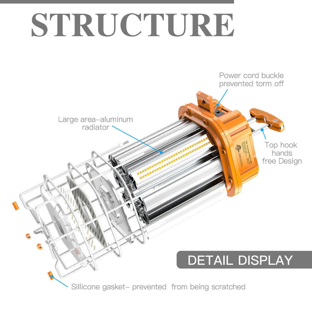 2Pack LED Temporary Work Light 100W Linkable Construction Building Highbay Light