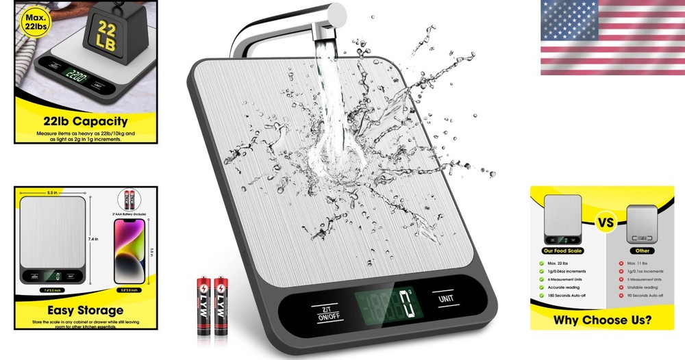 Portable Kitchen Scale with LCD Display, 10kg Max - Ideal for Baking & Meal Prep