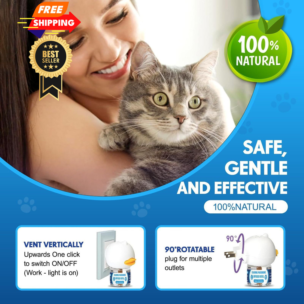 Cat Calming Pheromones Diffuser: 6-in-1 Kit Appeasing 6in1, Blue