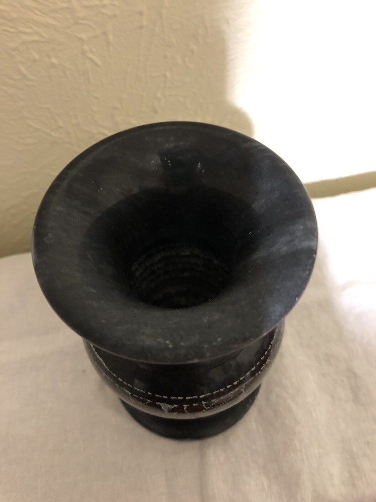 Black Soap Stone Engraved Vase