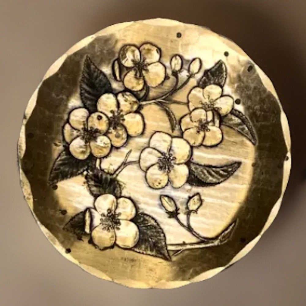 Wendell August Forge Solid Bronze Plate – Cherry Blossoms Design, Hand Made