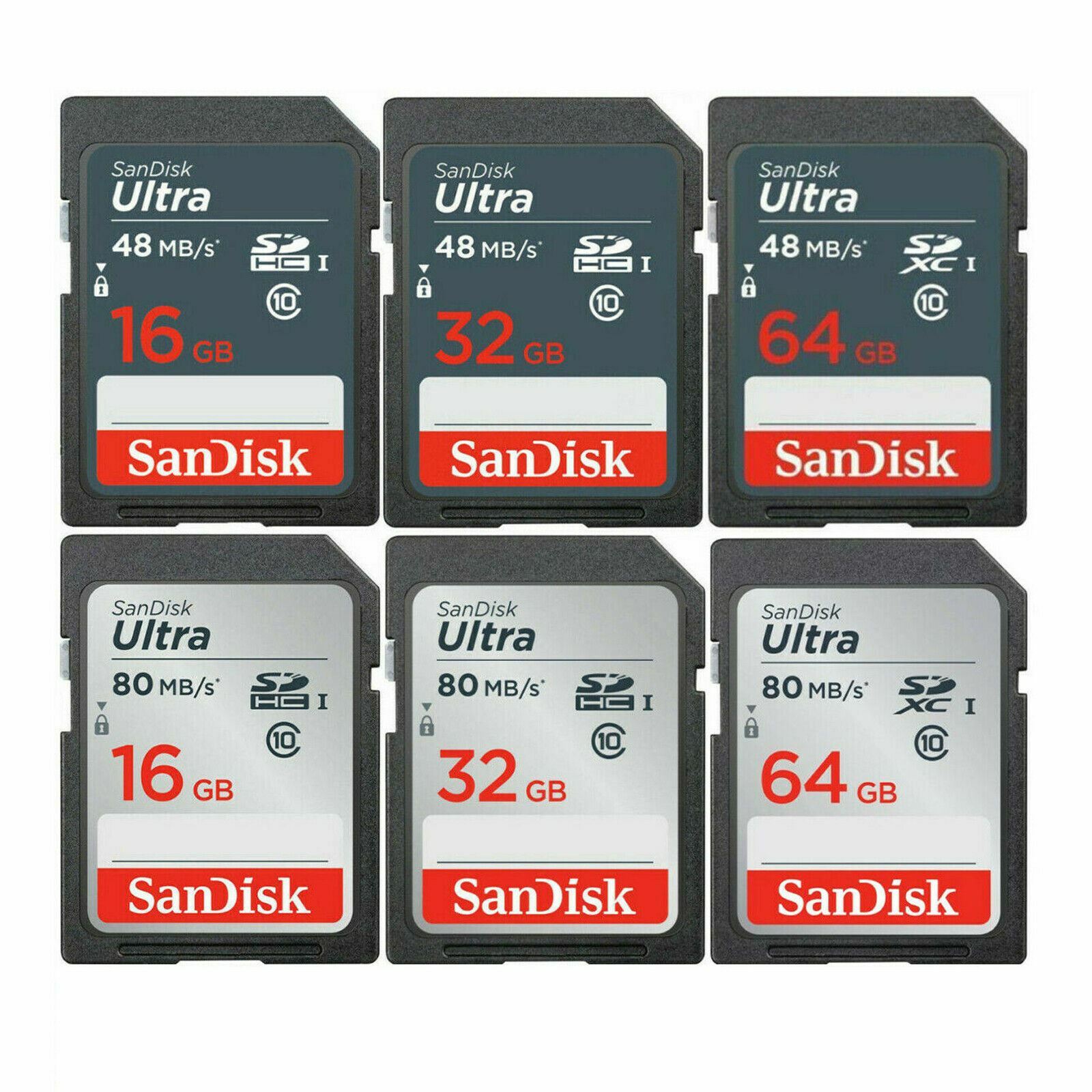 Sandisk SD Card 32GB 64GB 128GB 256GB ULTRA SDHC XC Camera Flash Memory Class 10