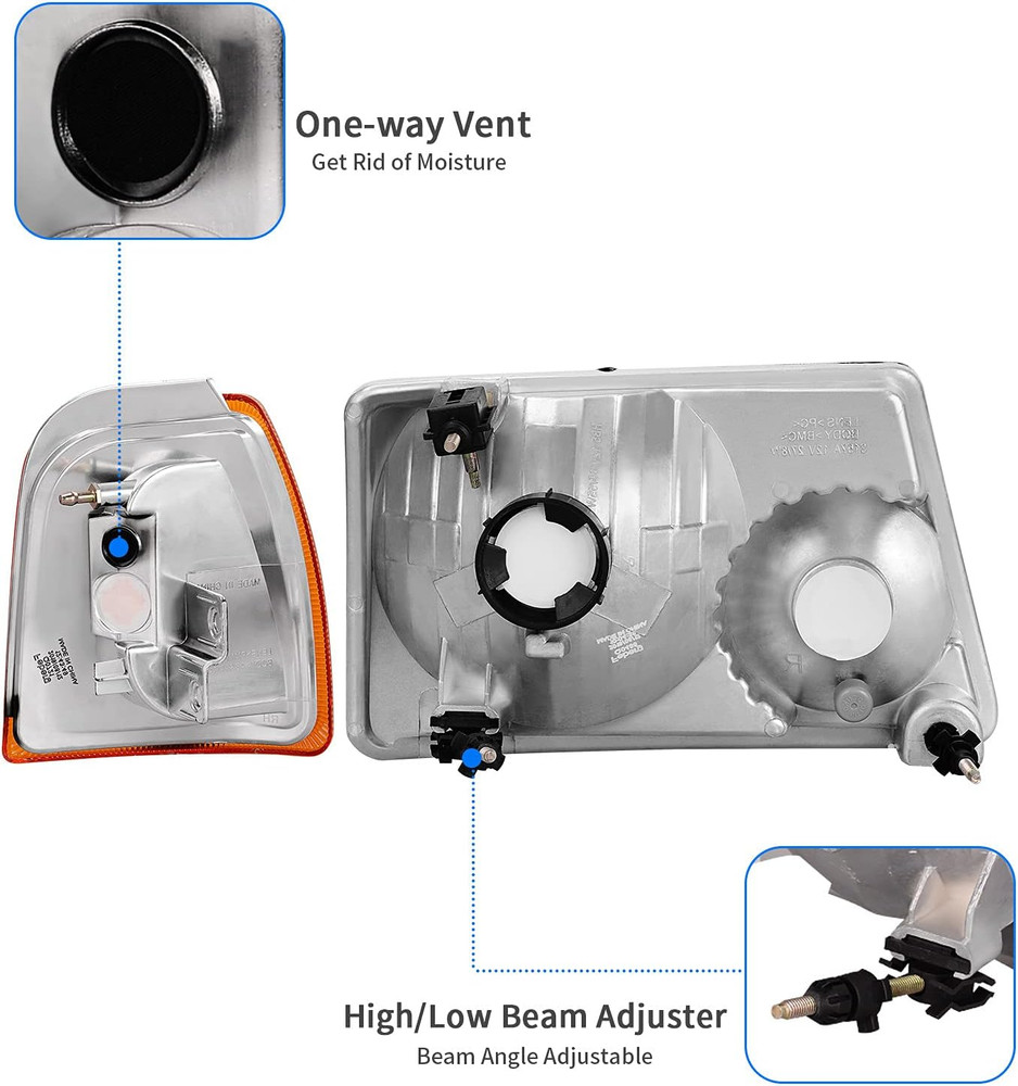 Headlights Assembly Compatible with 2001-2011 Ford Ranger Headlamp Replacement C