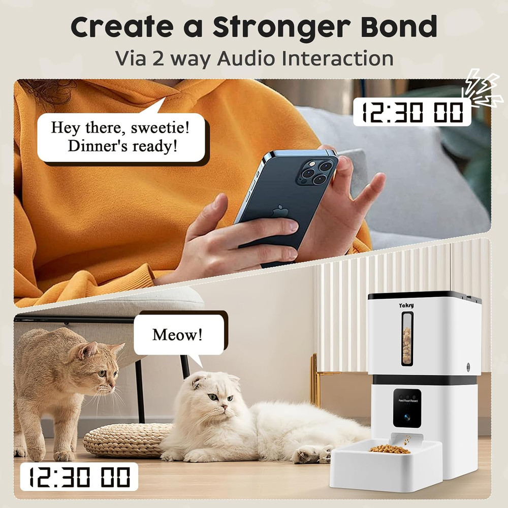 Smart Automatic Dog Feeder with Camera - 33 Cups, App Control, HD Video