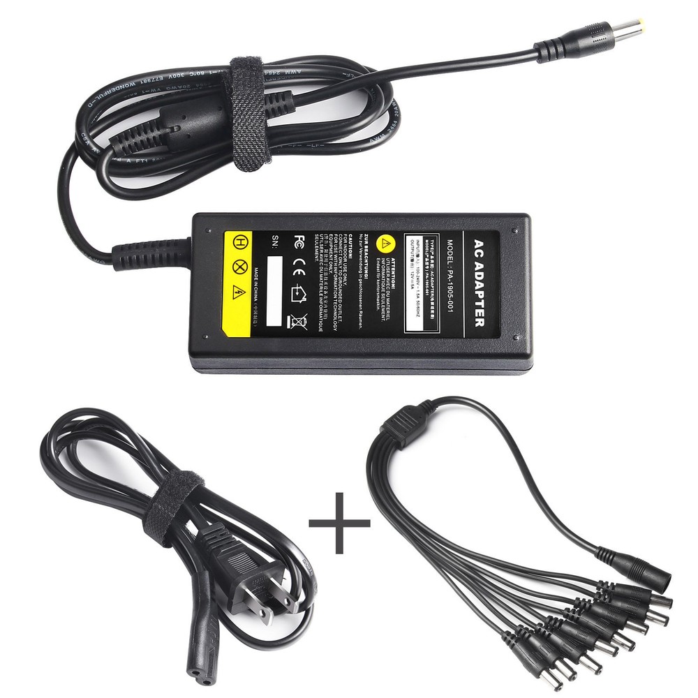 Security Camera Power Adapter Cable US Plug For 12V CCTV W/ 8 Way Splitter Cable