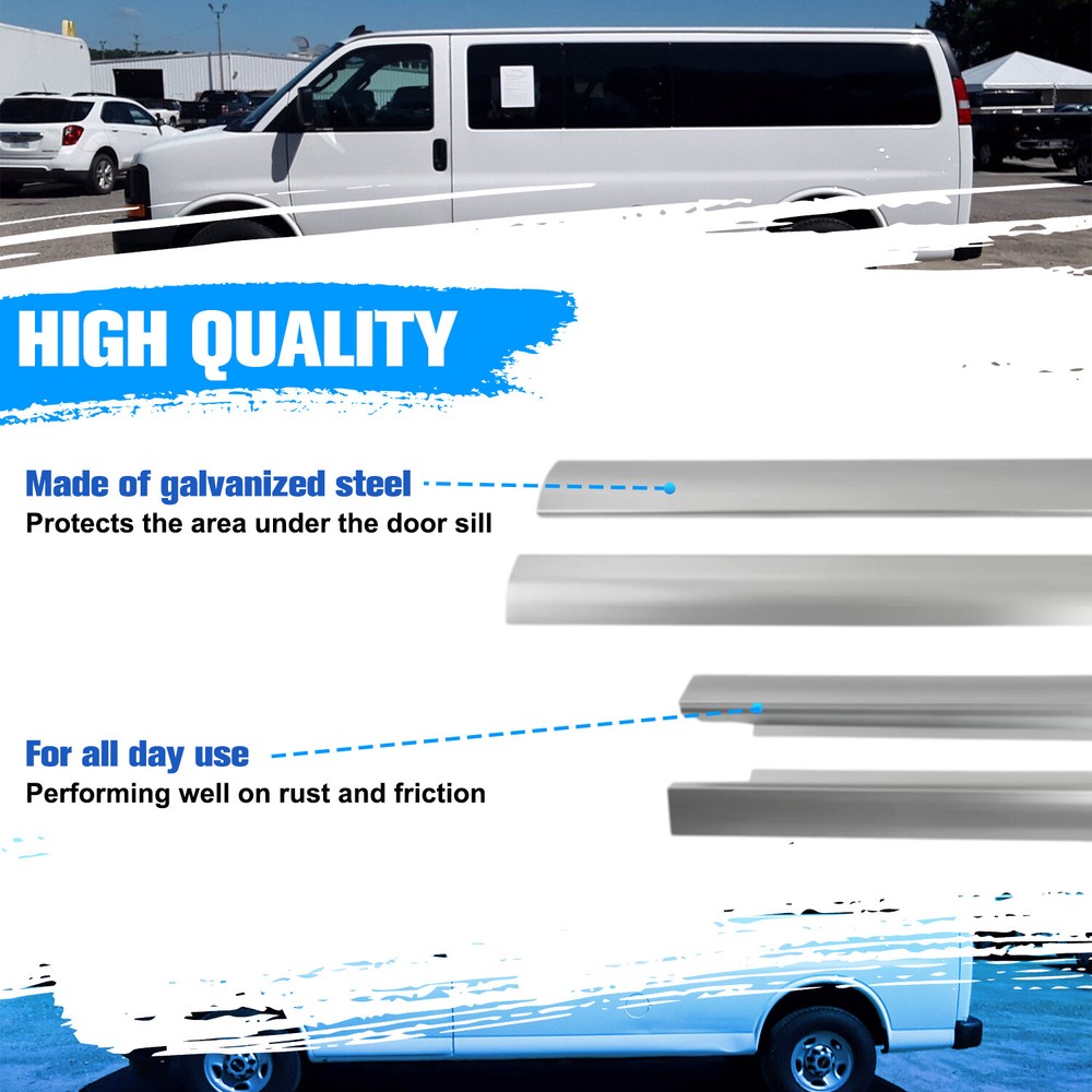 Slip-On Rocker Panel Left & Right Side For 1996-18 Chevy Express GMC Savana Van