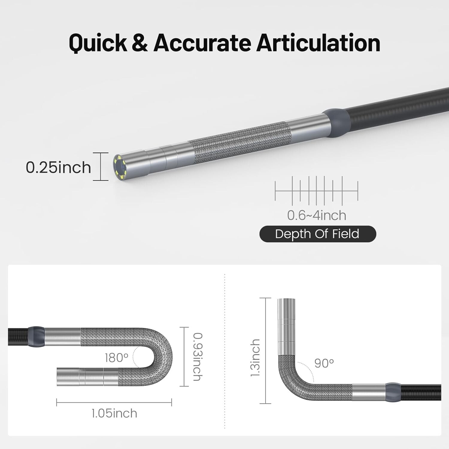 6.5mm TD500 Borescope Inspection Camera Two-Way Articulating Endoscope Camera