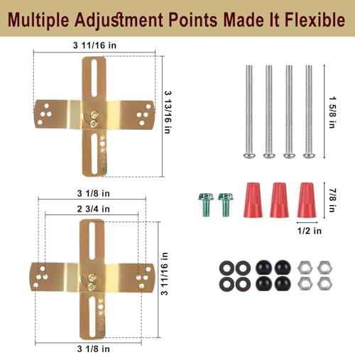 Light Fixture Mounting Brackets, Adjustable Mounting Plates for 4" J-Box,