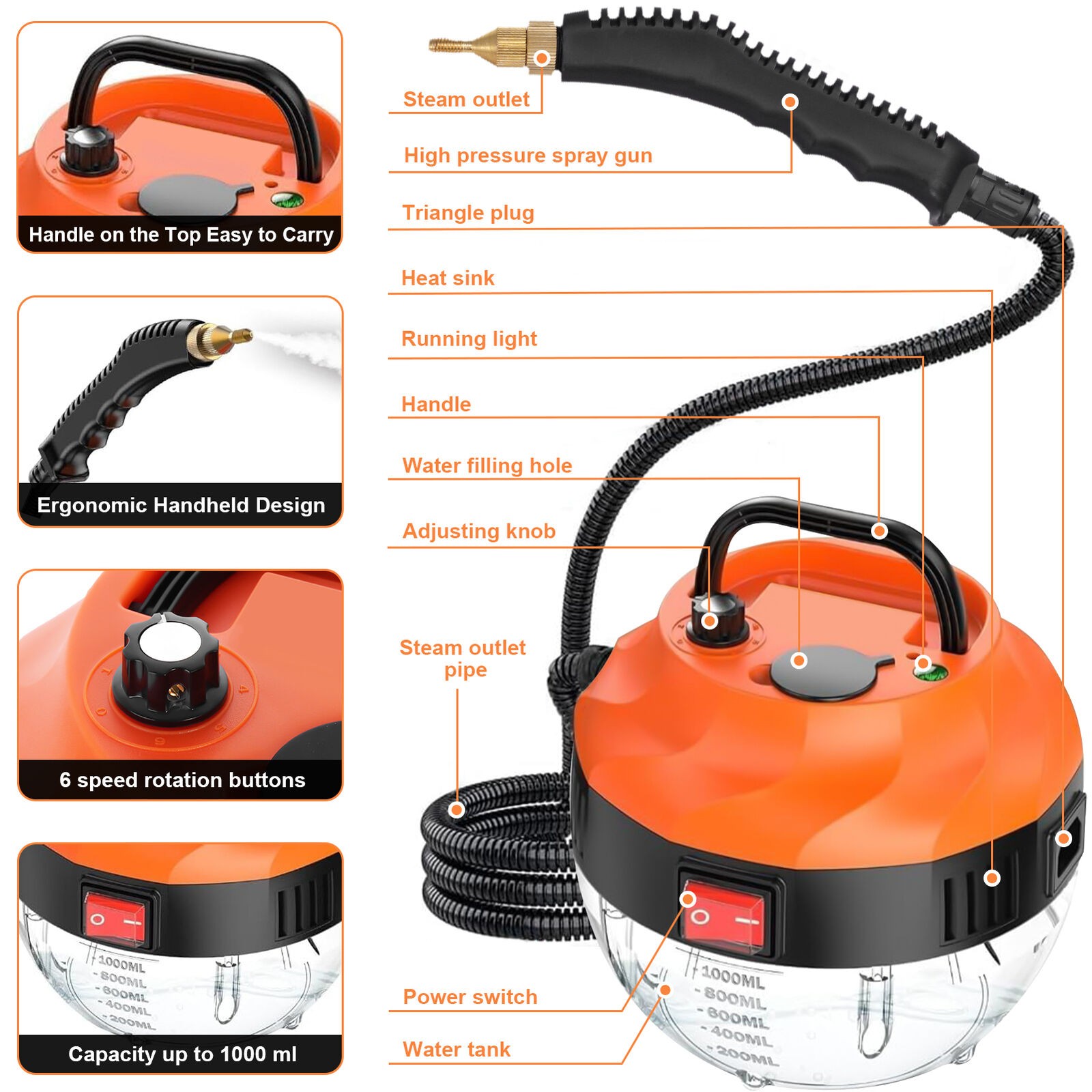 High Pressure Steam Cleaner 3800W Household Car Home High Temp Cleaning Machine