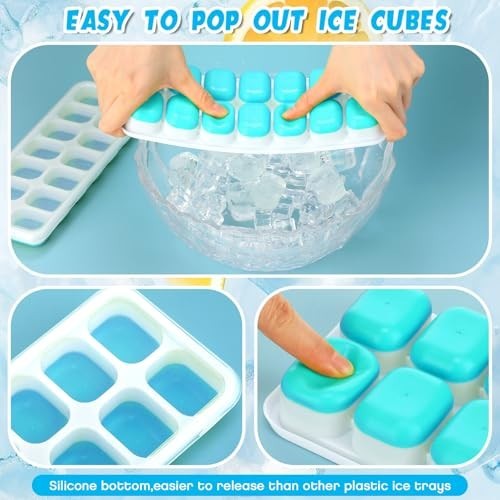 36 Pack Silicone Ice Cube Trays - Flexible Stackable Molds with Lid for Drinks &