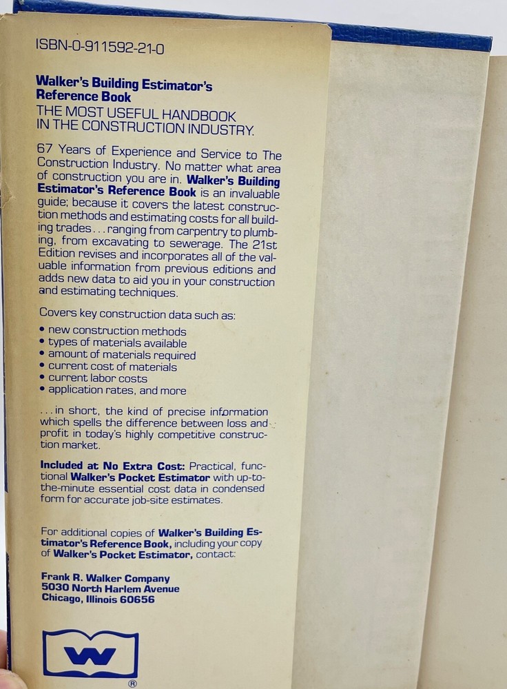 Walker’s Building Estimator’s Reference Book 21st Edition