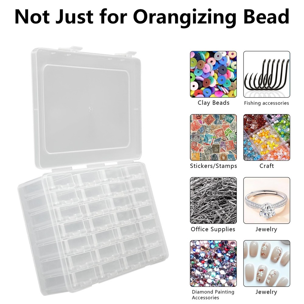 Small Bead Organizer Box - 28Pcs Mini Clear Plastic Storage Containers, Bead ...